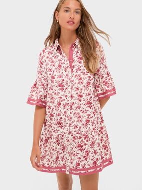Tuckernuck Pomegranate Bloom Rowe Feminine Flowy Linen/Viscose Dress (XL) NWT